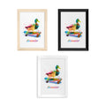 Personalised Watercolour Duck Skateboarding Print