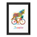 Personalised Watercolour Zebra Cycling Print