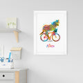 Personalised Watercolour Zebra Cycling Print