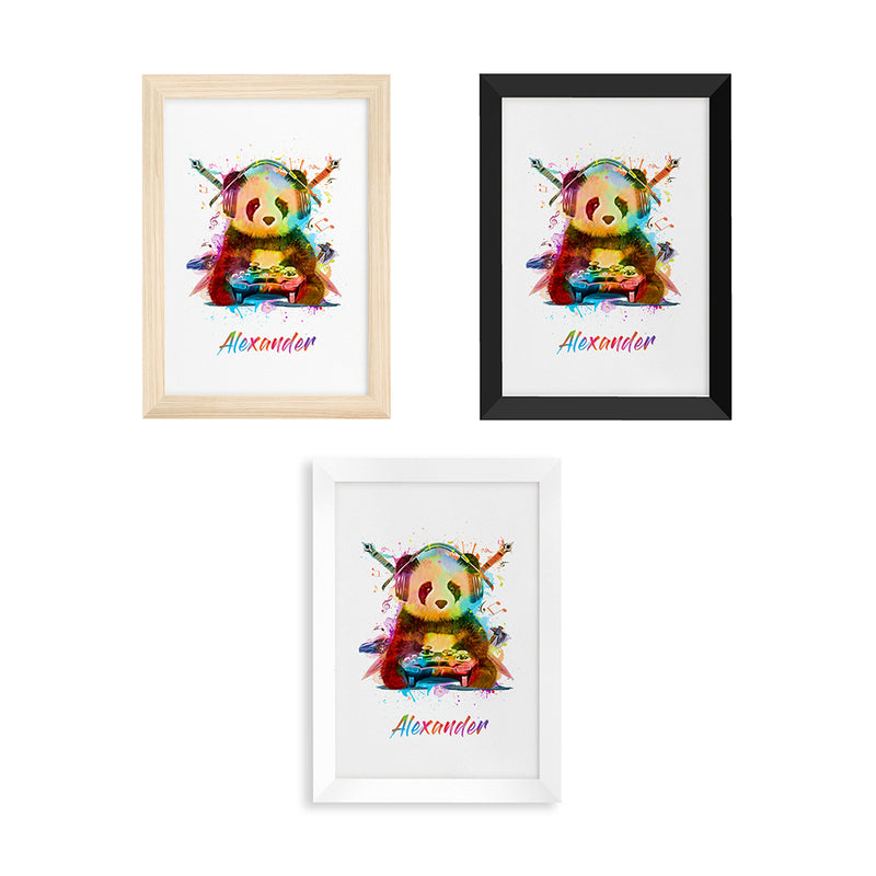 Personalised Watercolour Panda Gaming Print