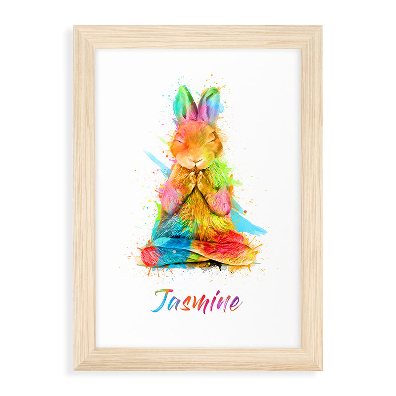 Personalised Watercolour Rabbit Meditation Print