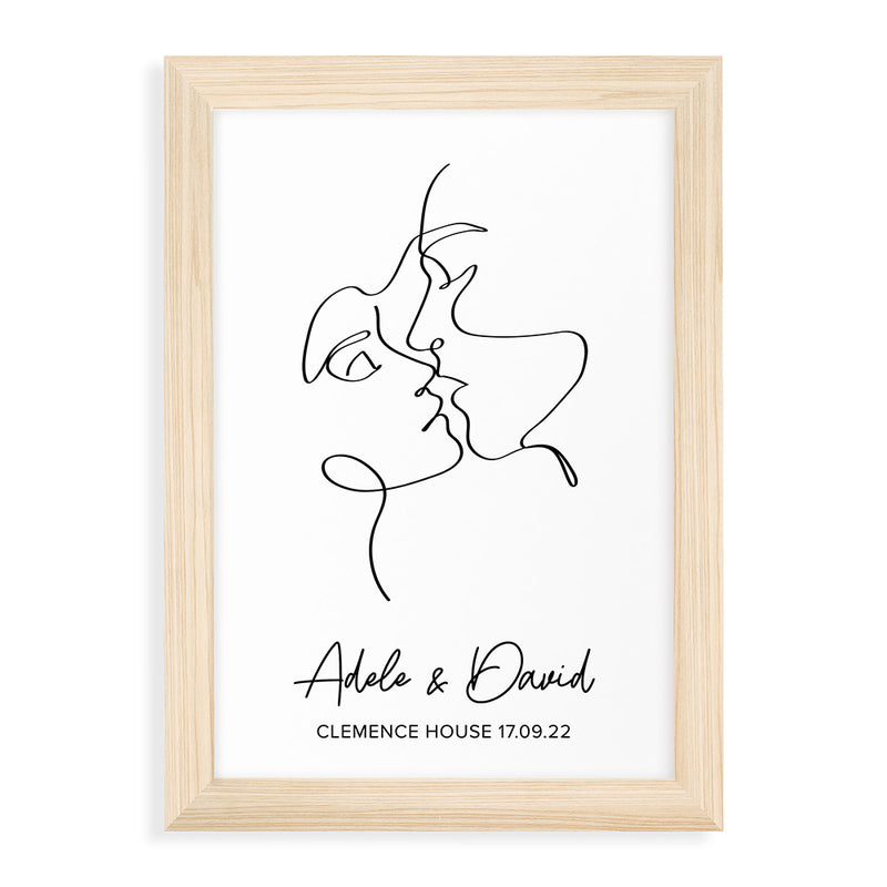Personalised Romantic Line Art Loving Couple Print