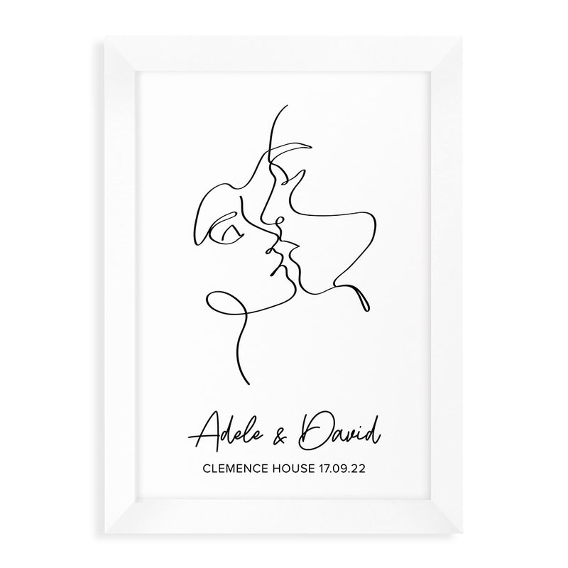 Personalised Romantic Line Art Loving Couple Print