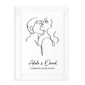 Personalised Romantic Line Art Embracing Couple Print