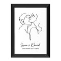 Personalised Romantic Line Art Embracing Couple Print