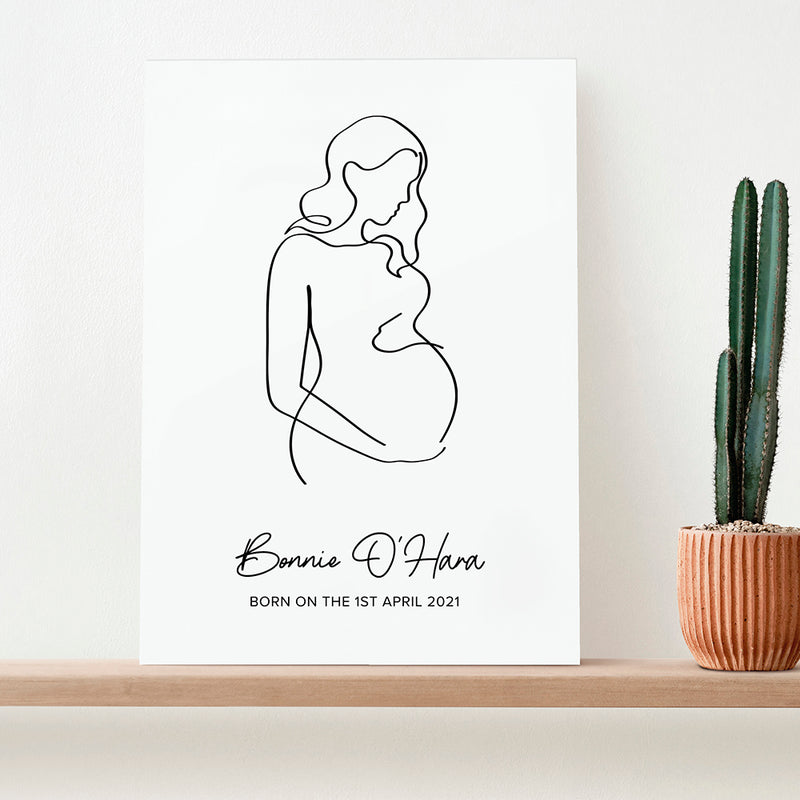 Personalised Line Art Mum to Be Print
