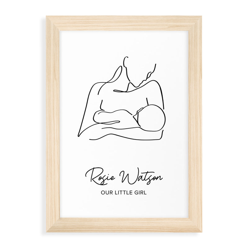 Personalised Line Art New Mum and Baby Feeding Print