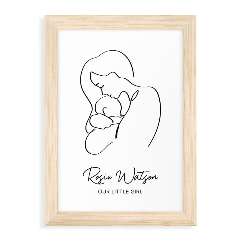 Personalised Line Art New Mum and Babys Love Print