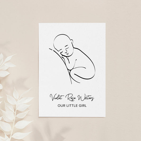 Personalised Line Art Resting Baby Print
