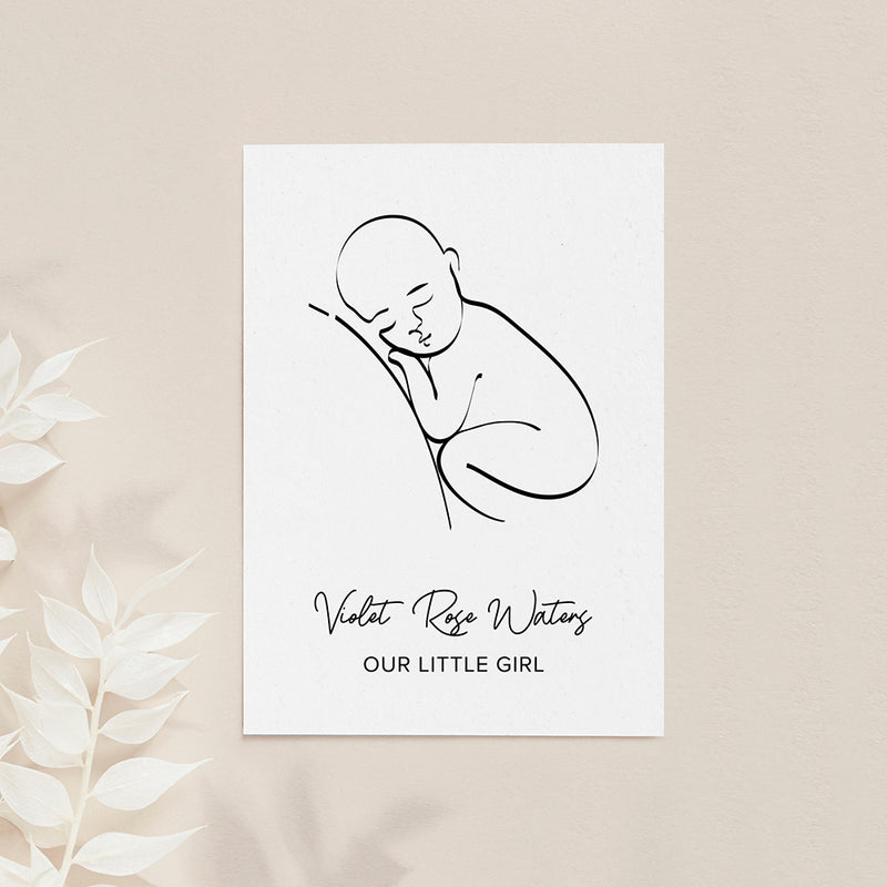 Personalised Line Art Resting Baby Print