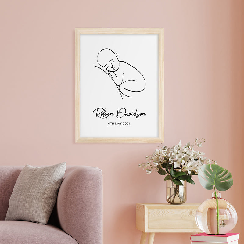 Personalised Line Art Resting Baby Print