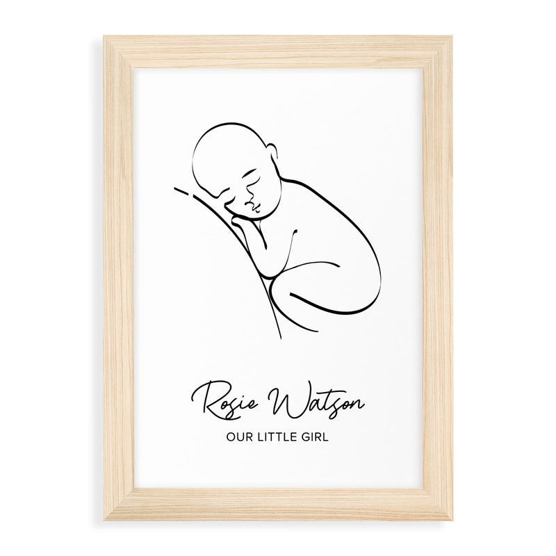 Personalised Line Art Resting Baby Print