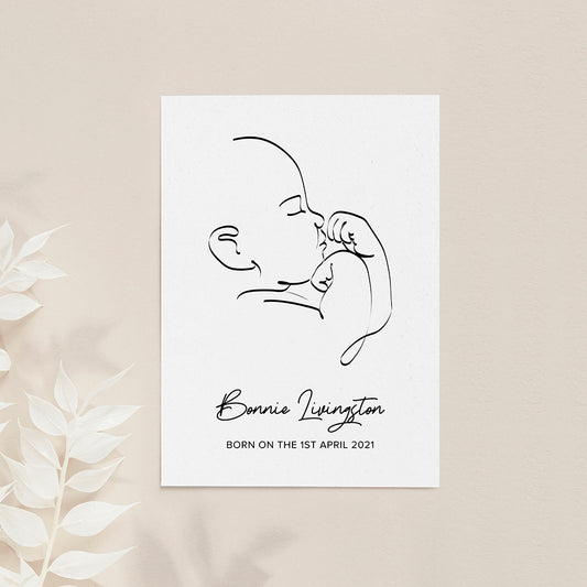 Personalised Line Art Relaxed Baby Print
