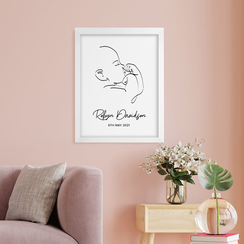 Personalised Line Art Relaxed Baby Print