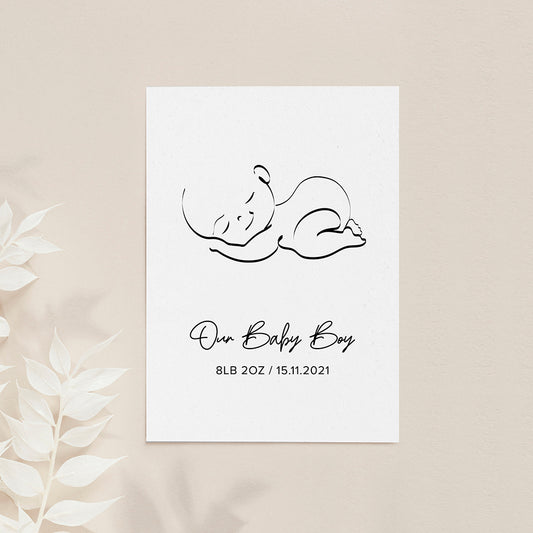 Personalised Line Art Sleeping Baby Print