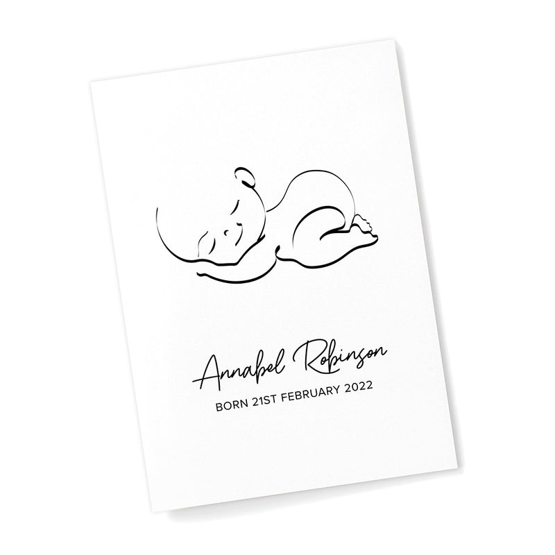 Personalised Line Art Sleeping Baby Print