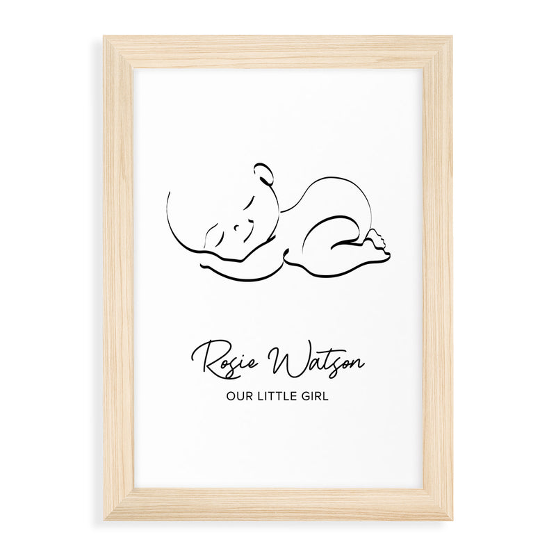 Personalised Line Art Sleeping Baby Print