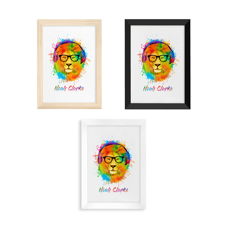 Personalised Watercolour Lion Wild Side Musical Print