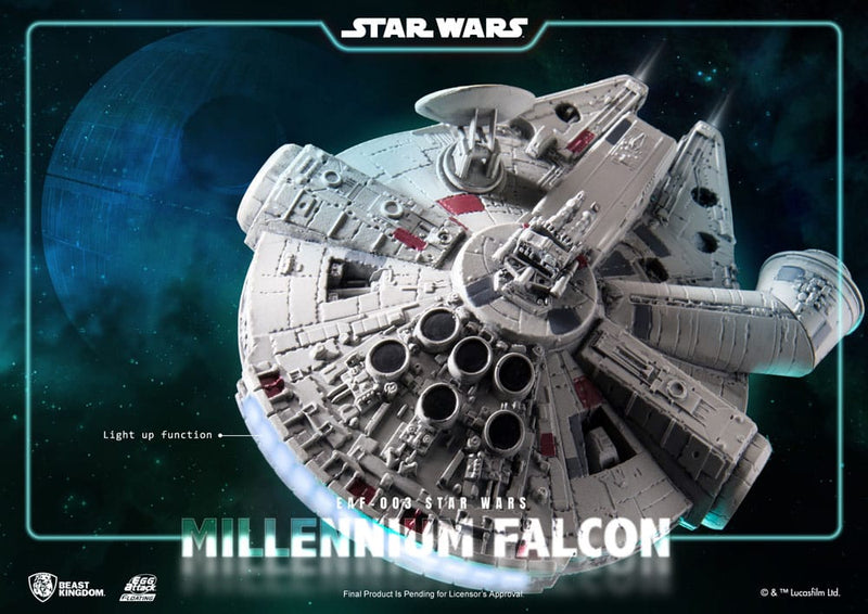 Star Wars The Empire Strikes Back Beast Kingdom Floating Millennium Falcon, side angle