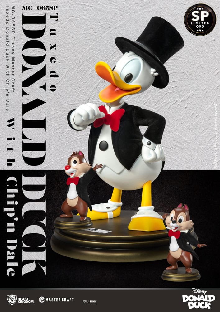 Disney Chip and Dale Tuxedo Donald Duck 100th Anniversary Master Craft Statue 40 Centimeter