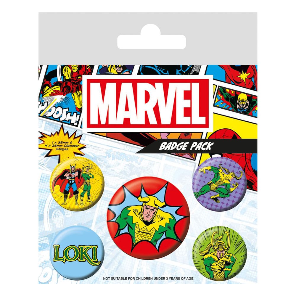 Marvel Loki Comic Pin Back Buttons 5 Pack