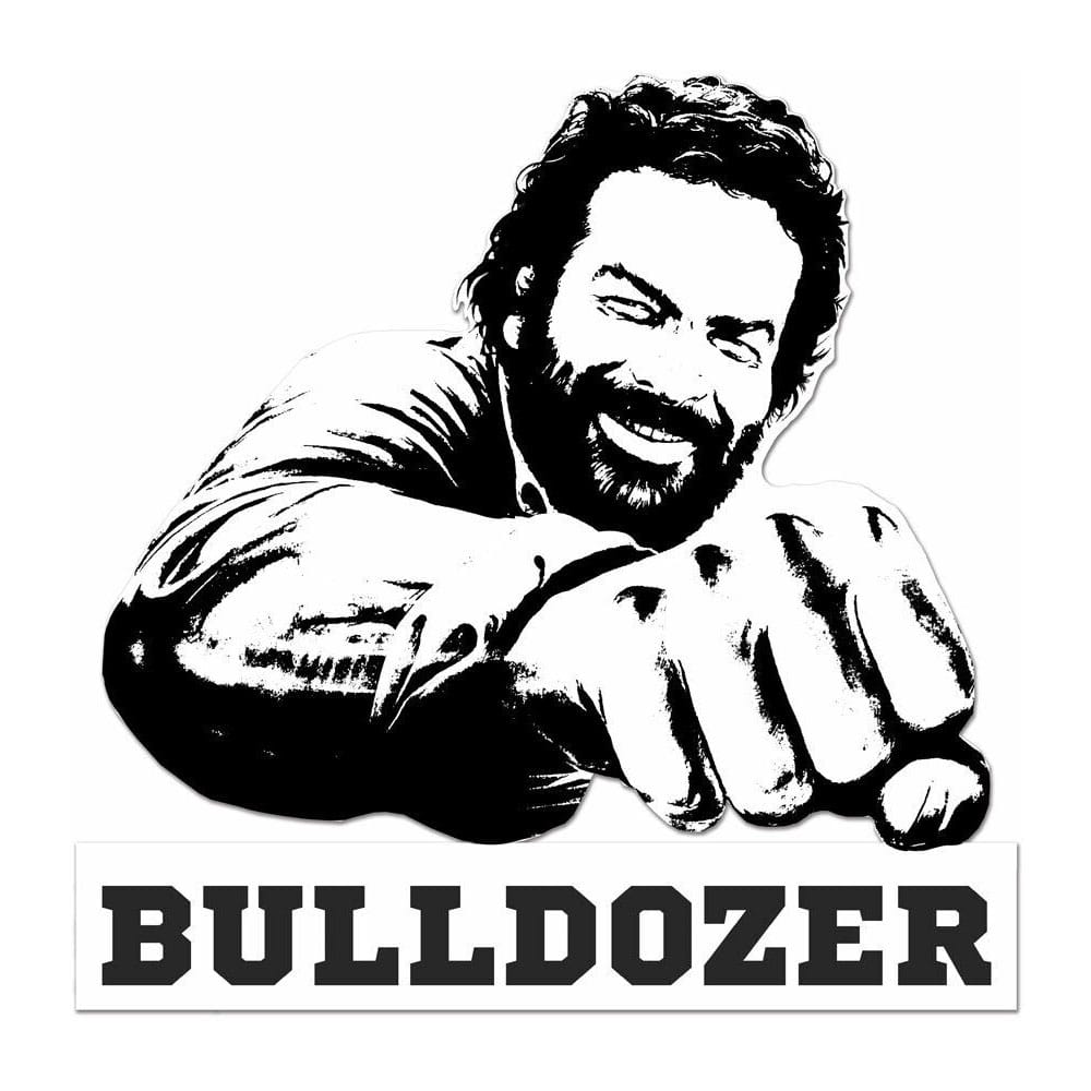 Bud Spencer Bulldozer Black and White 45 x 45 cm 3D Tin Sign