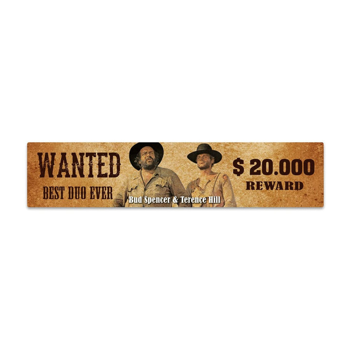Bud Spencer and Terence Hill Wanted Tin Sign with Magnet 16 x 3.5 cm