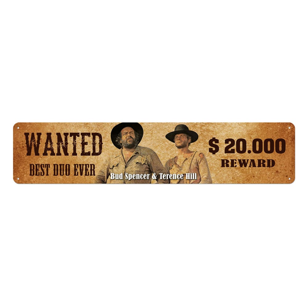 Bud Spencer and Terence Hill Wanted Tin Sign 46 x 10 cm