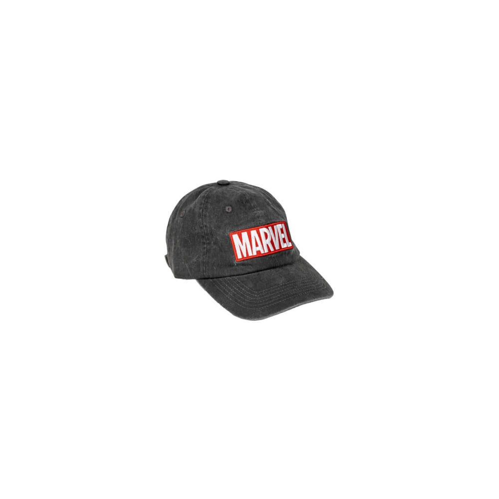 Marvel Logo Red and White Washed Baseball Cap