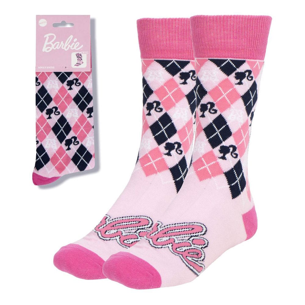 Barbie Logo Pink Crew Socks EU Size 36-43