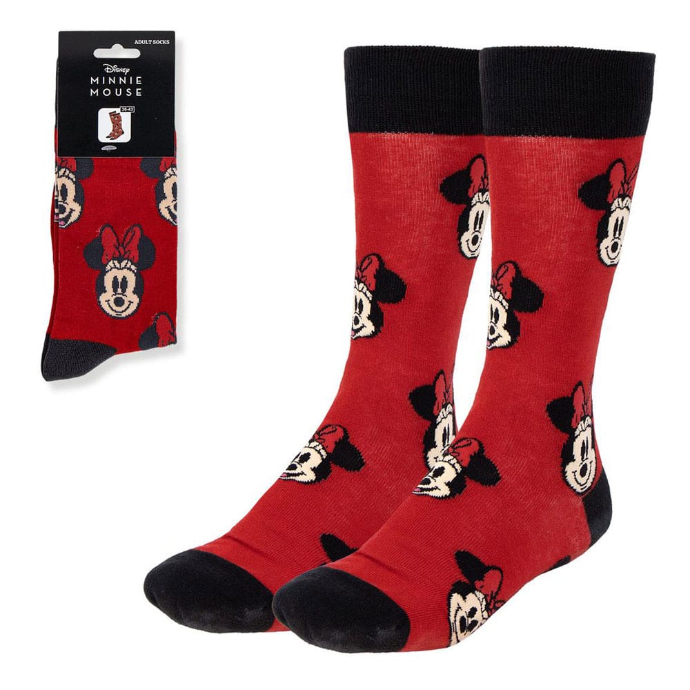 Disney Minnie Face Red Crew Socks EU Size 36-43