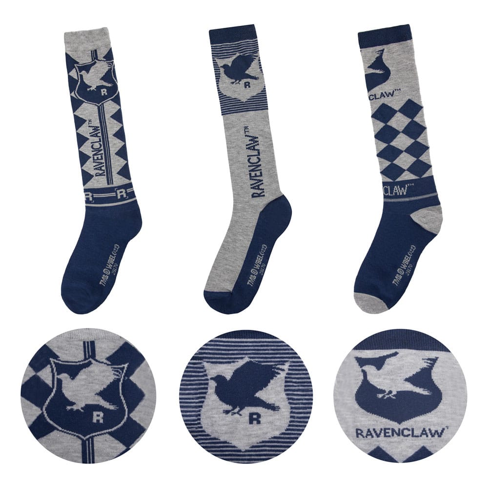 Harry Potter Ravenclaw Knee High Socks Set 3 Pack