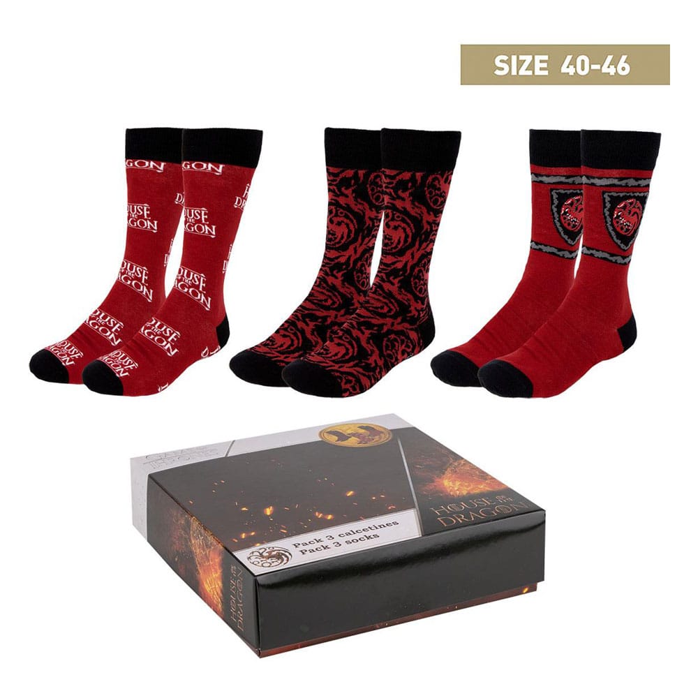 House of the Dragon Crew Socks EU Size 40-46 (Set of 3)