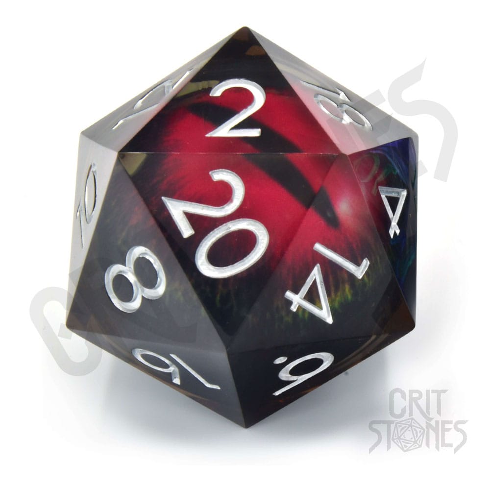 CritStones Crimson Watcher Liquid Core Dice D20 5 cm RPG TTRPG