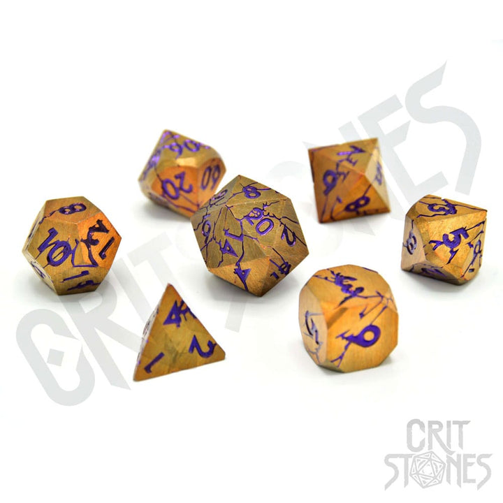 CritStones Shattered Sigils Metal Dice Set RPG TTRPG Dice Seven Piece