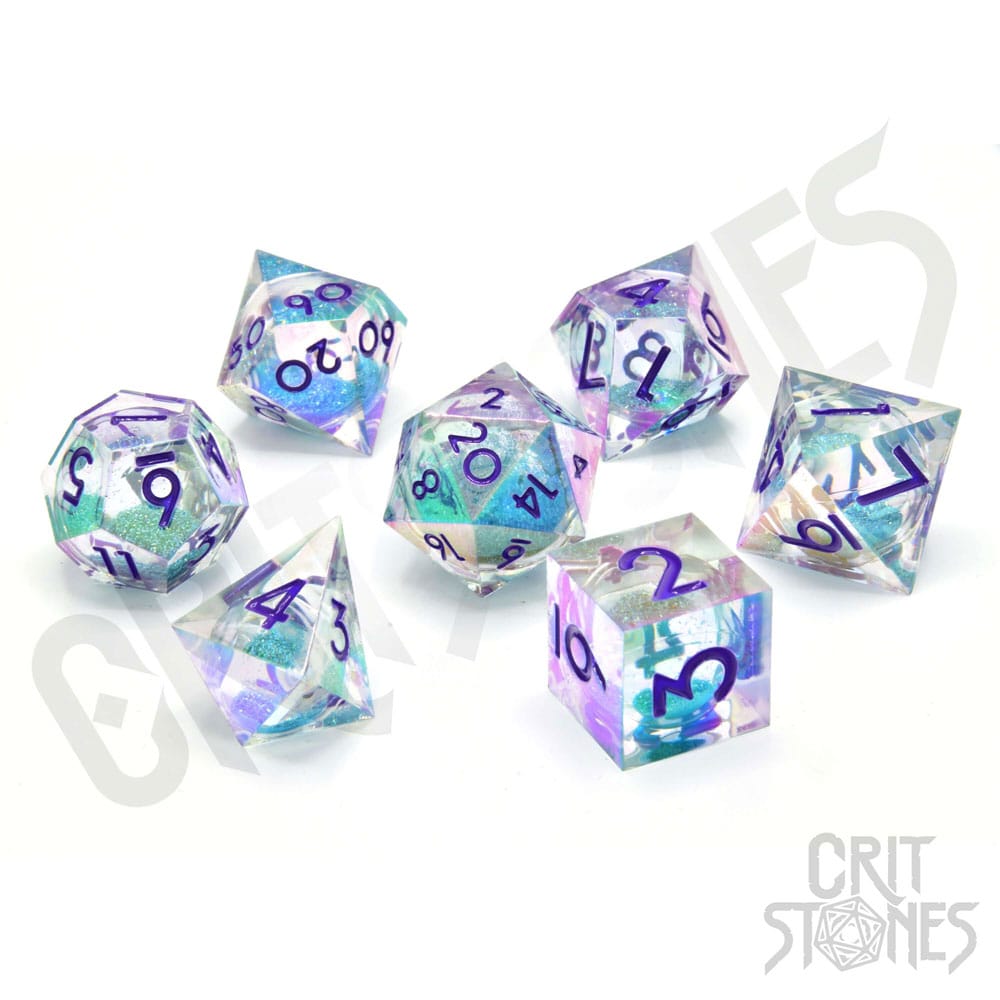 CritStones Liquid Core Dice Set Fantasia Fluid Electroplated 7 Pieces