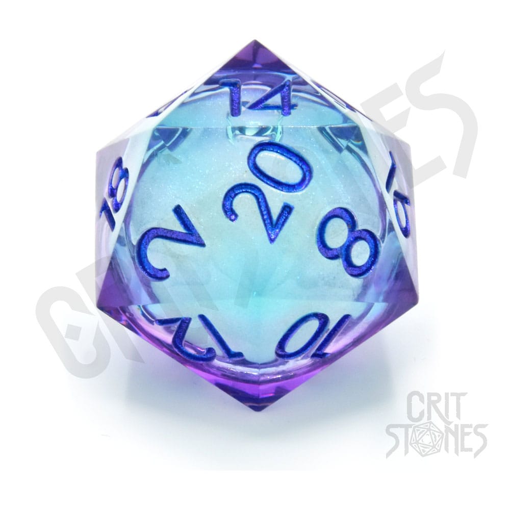 CritStones Liquid Core Dice D20 Moonlight Mystery 3 cm Collectible