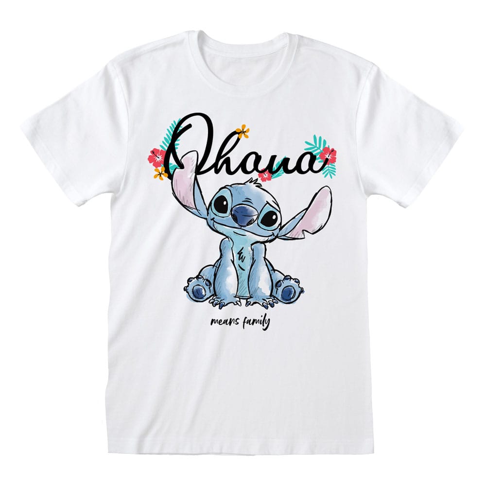 Disney Lilo and Stitch Ohana Means Family White T Shirt Size L