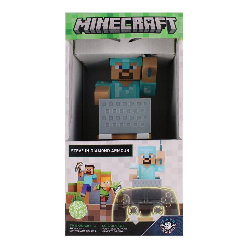 Cable Guys Steve in Diamond Armour Minecraft Controller Holder and Phone Stand 22 cm