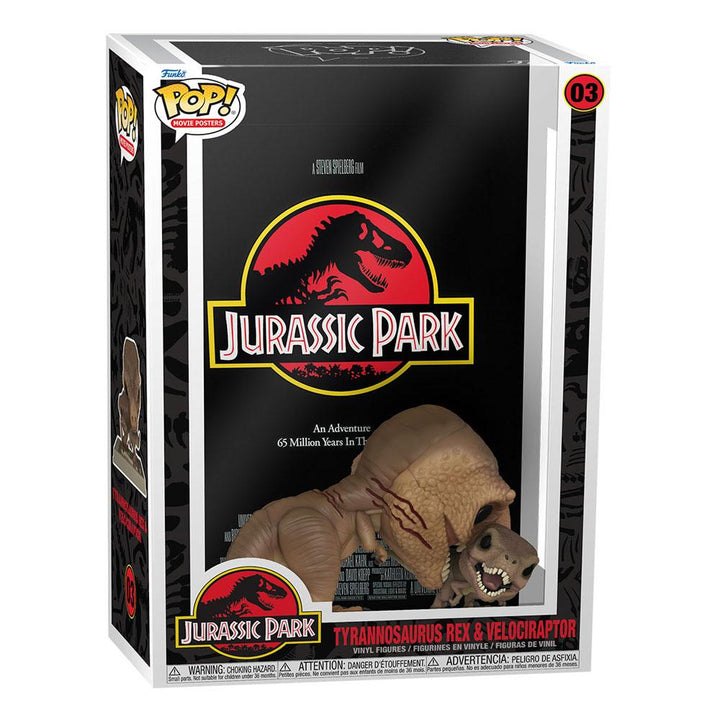 Tyrannosaurus Rex and Velociraptor Jurassic Park Funko POP! Movie Poster and Vinyl Figure