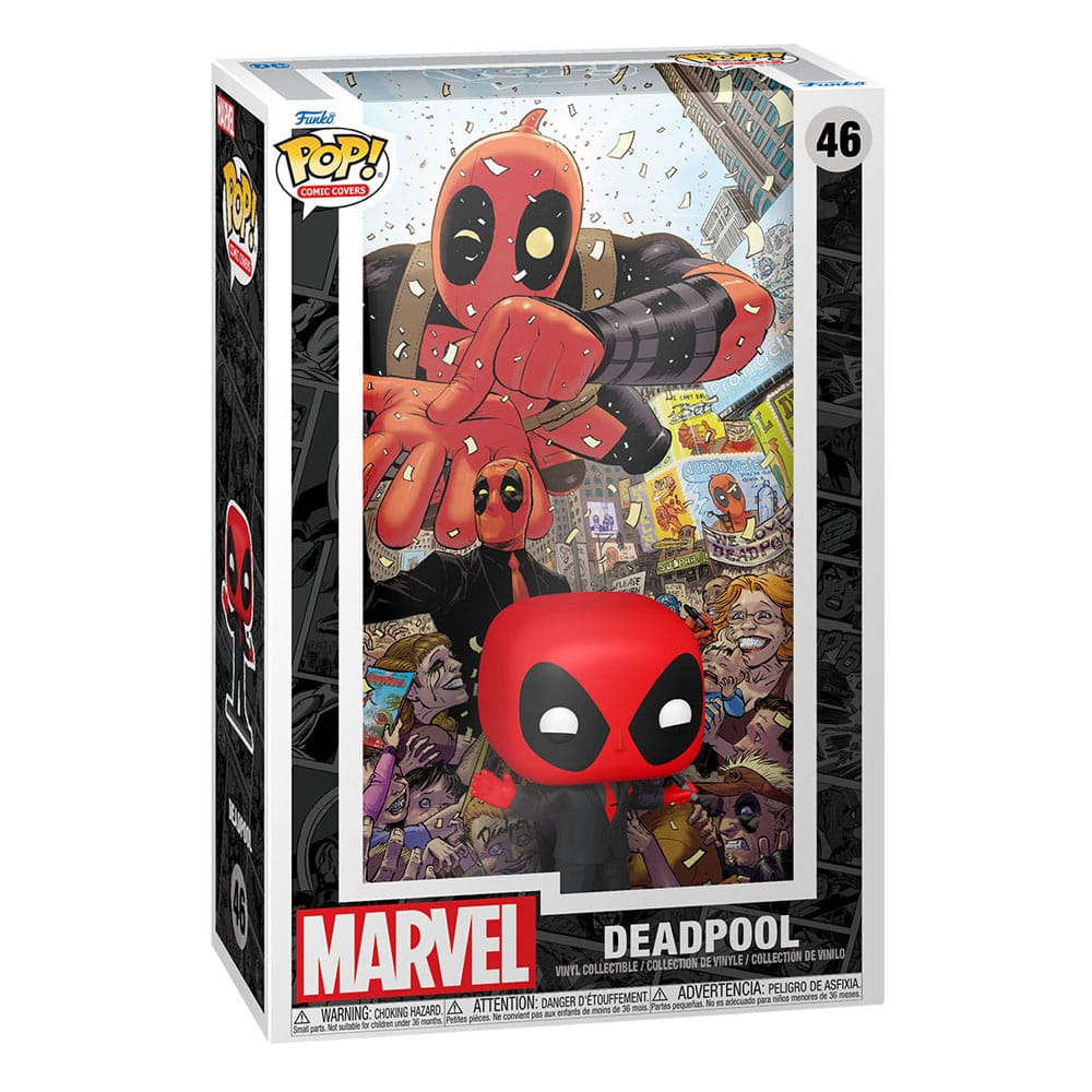 Funko Deadpool Marvel POP Comic Cover Vinyl Figure Deadpool 2025 Number 1 Black Suit 9 cm