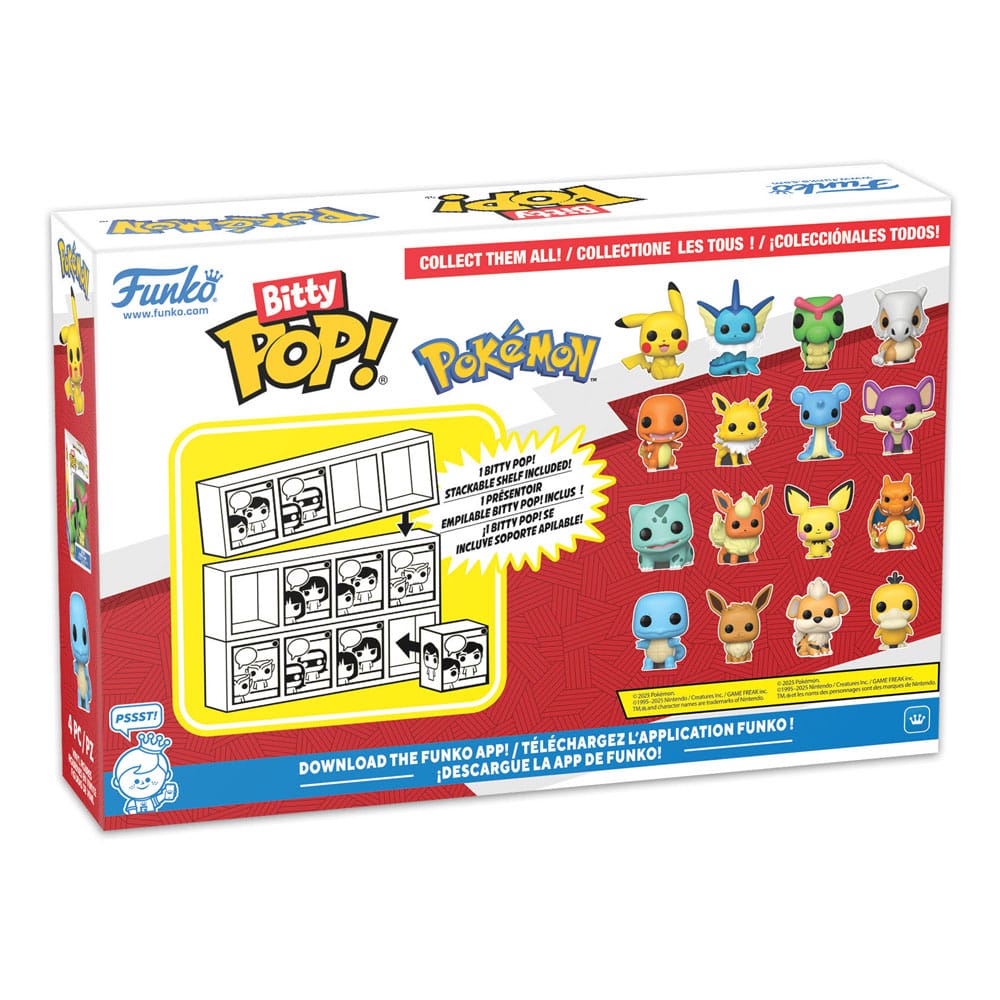 Funko Pikachu Eevee Charmander Squirtle Pokémon Bitty POP Series 2 Vinyl Figure 4 Pack