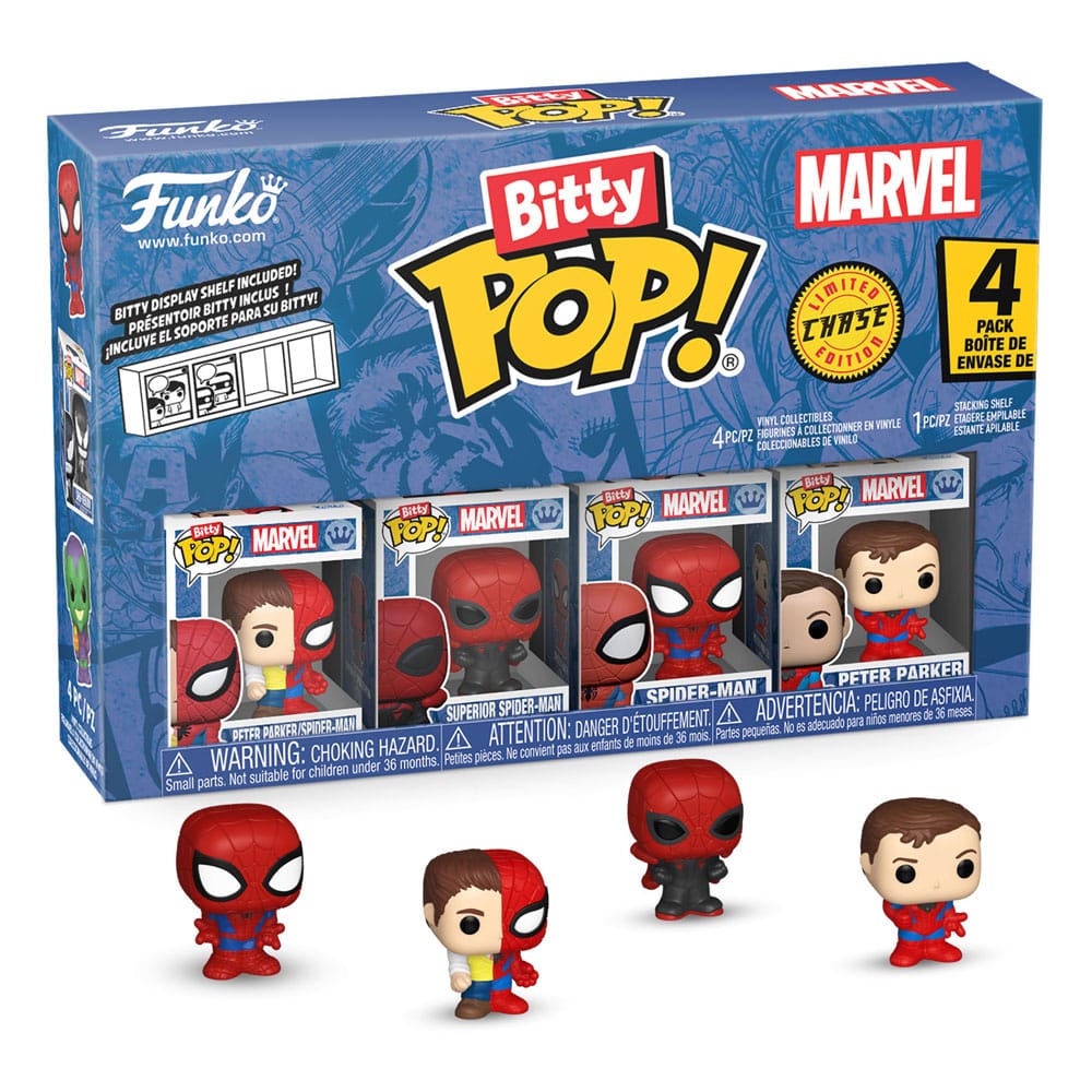 Funko Spider Man Peter Parker Miles Morales Gwen Stacy Bitty POP Series 4 Vinyl Figure 4 Pack