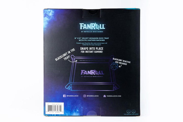 FanRoll Shadowlight Blacklight Folding Dice Tray Black