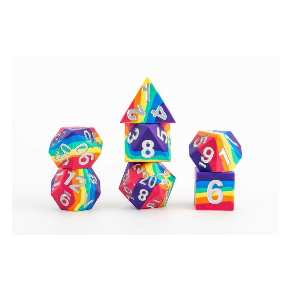 FanRoll Rainbow Sharp Edge Silicone Dice Set 7 Pieces