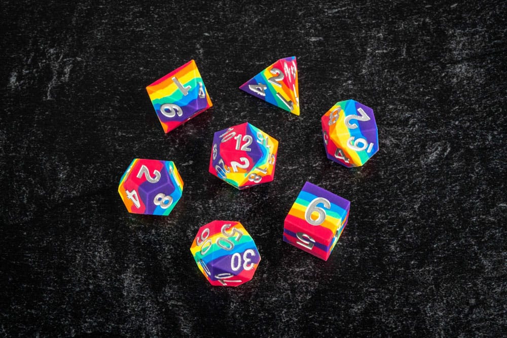 FanRoll Rainbow Sharp Edge Silicone Dice Set 7 Pieces
