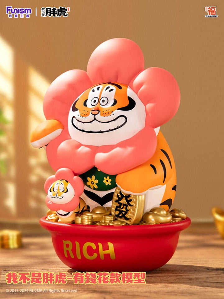 I Am Not Fat Tiger Alexander the Tiger Rich Flower Statue 20 cm Collectible