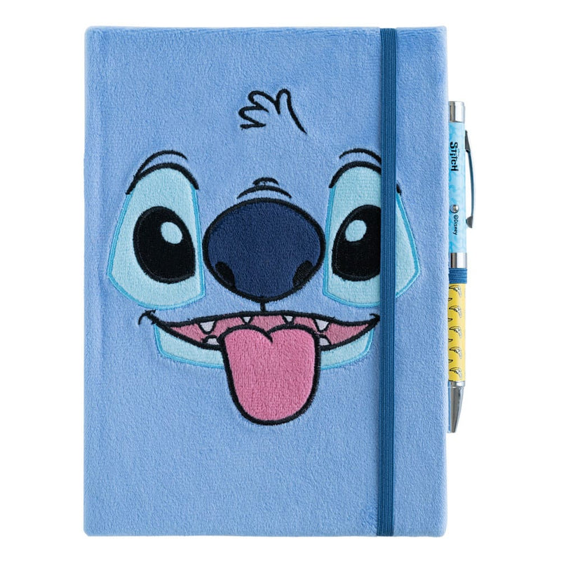 Disney Stitch Tropical Plush Cover Premium A5 Notebook with Projector Pen