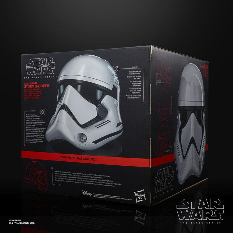 Hasbro Star Wars The Black Series First Order Stormtrooper Electronic Helmet, close-up detail