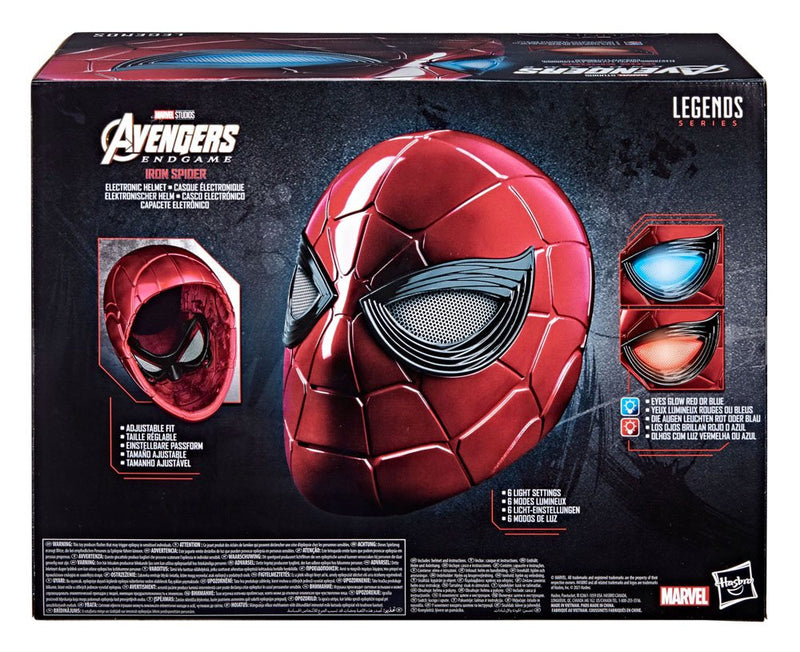 Avengers: Endgame Marvel Legends Series Electronic Helmet Iron Spider, in display